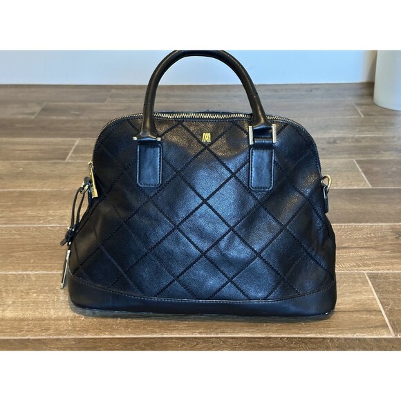 Antonio Melani Satchel Handbag Quilted Black Leather - Picture 3 of 16
